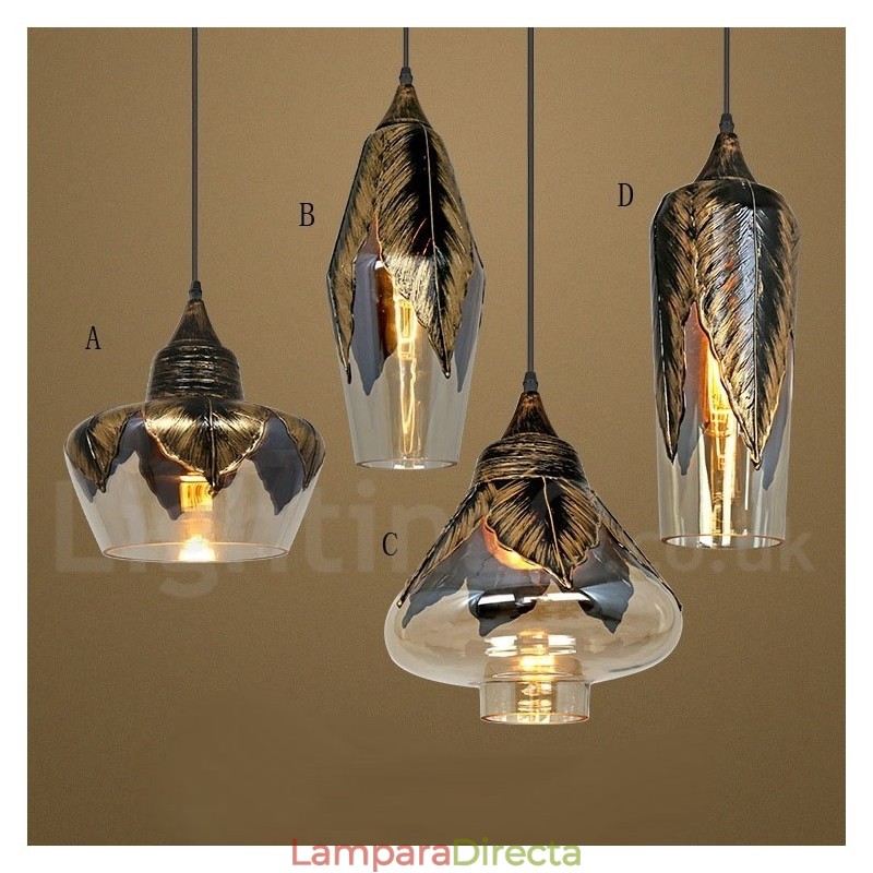 Lámpara colgante de salón de cristal retro europeo