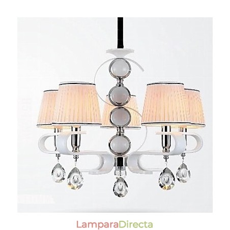 Lámpara de araña de tela de 5 luces de alta calidad con anillo de plata y jade blanco Lámpara de araña de tela de 5 luces de alta calidad con anillo de plata y jade blanco