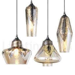 Lámpara colgante de salón de cristal retro europeo