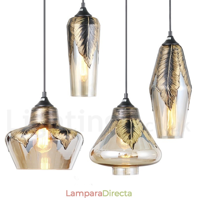 Lámpara colgante de salón de cristal retro europeo