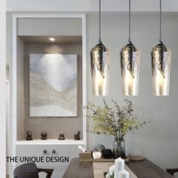 Lámpara colgante de salón de cristal retro europeo