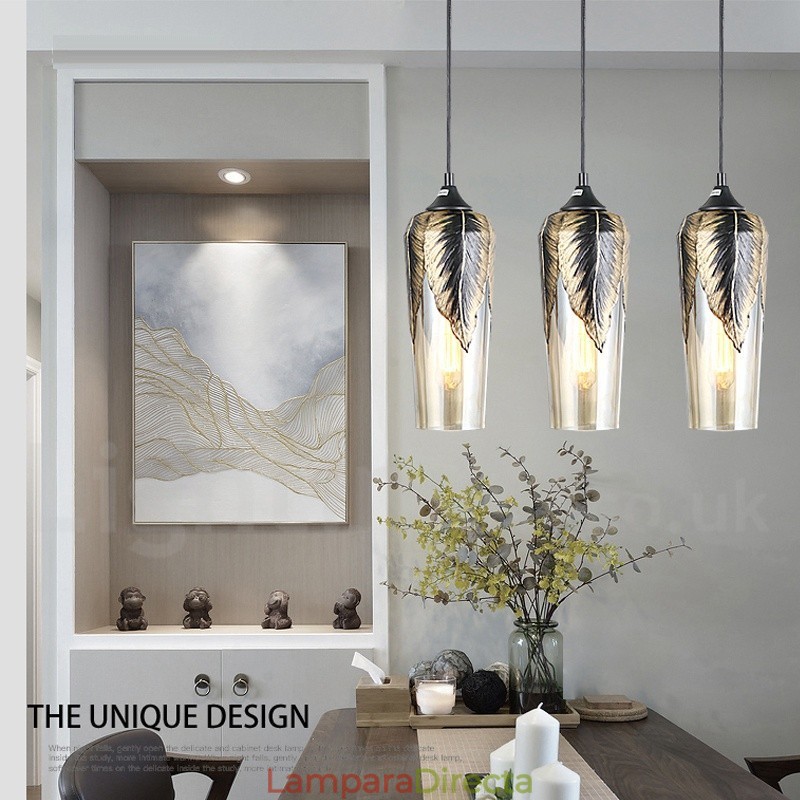 Lámpara colgante de salón de cristal retro europeo