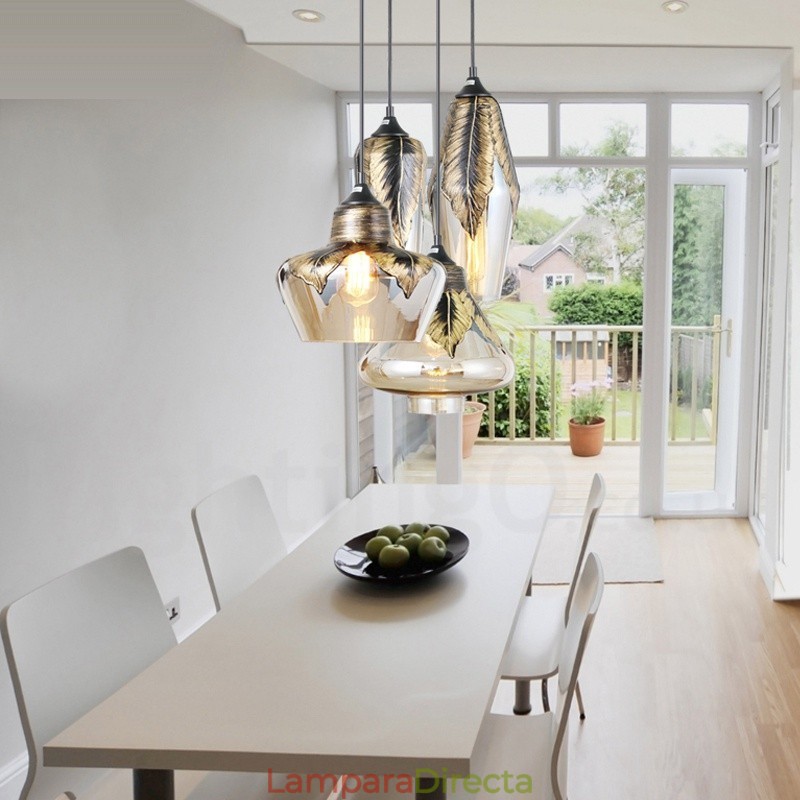 Lámpara colgante de salón de cristal retro europeo