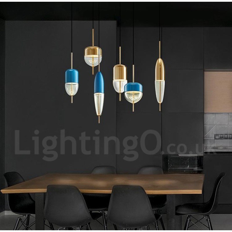 Lámpara colgante de cristal contemporánea moderna de 1 luz