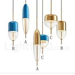 Lámpara colgante de cristal contemporánea moderna de 1 luz