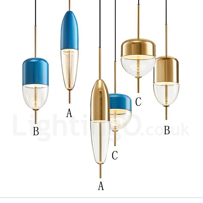 Lámpara colgante de cristal contemporánea moderna de 1 luz