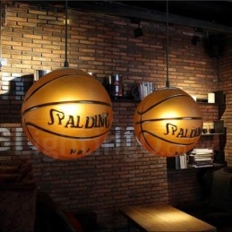 Lámpara colgante vintage moderna y contemporánea con pantalla de cristal y diseño de baloncesto de 1 luz