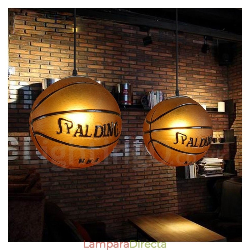 Lámpara colgante vintage moderna y contemporánea con pantalla de cristal y diseño de baloncesto de 1 luz