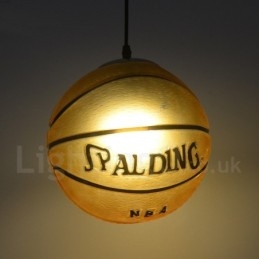 Lámpara colgante vintage moderna y contemporánea con pantalla de cristal y diseño de baloncesto de 1 luz