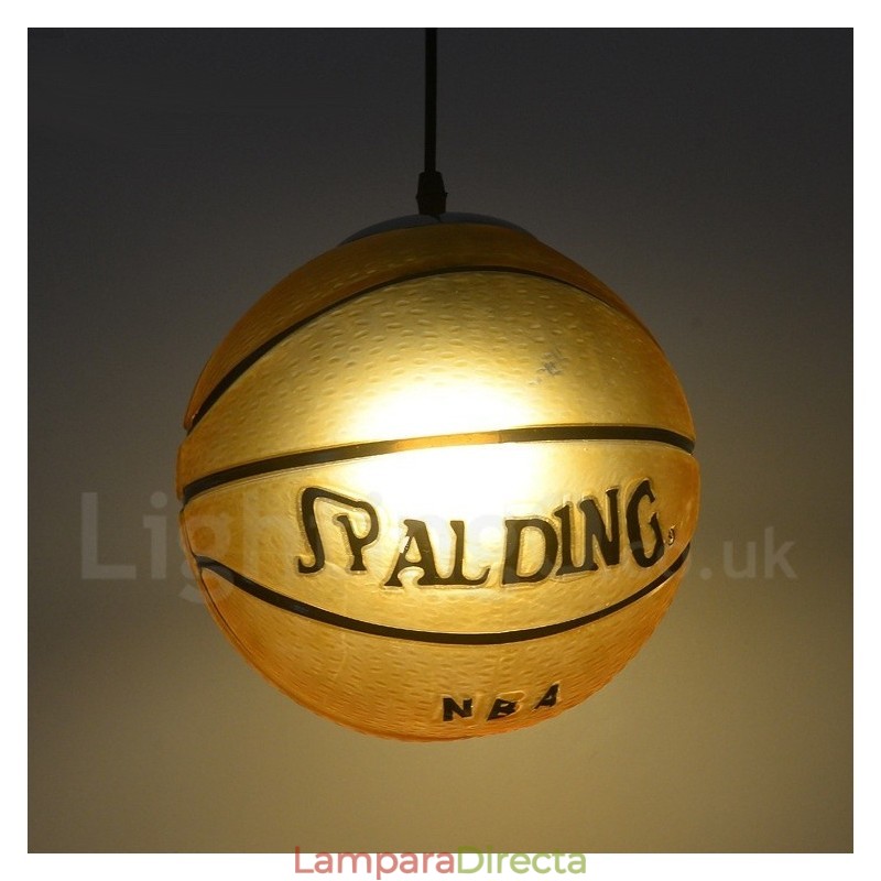 Lámpara colgante vintage moderna y contemporánea con pantalla de cristal y diseño de baloncesto de 1 luz