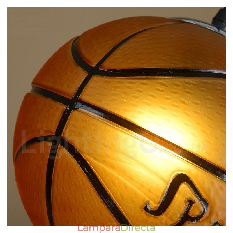 Lámpara colgante vintage moderna y contemporánea con pantalla de cristal y diseño de baloncesto de 1 luz