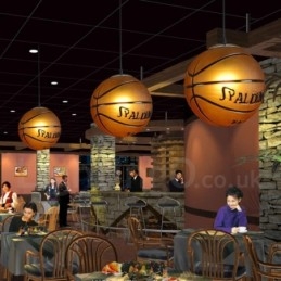 Lámpara colgante vintage moderna y contemporánea con pantalla de cristal y diseño de baloncesto de 1 luz