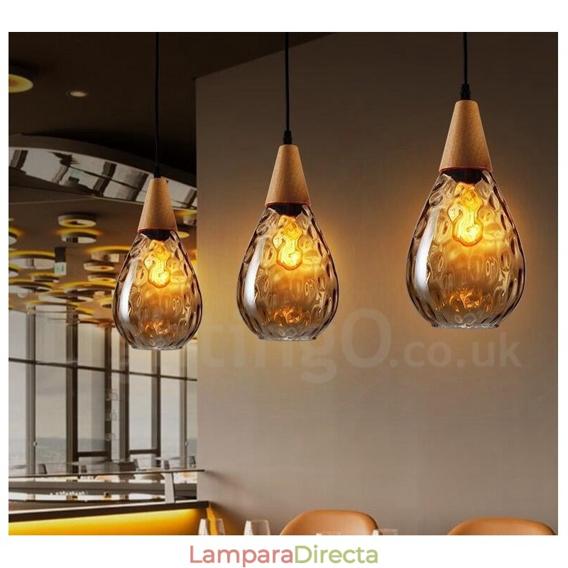 Lámpara colgante de cristal contemporánea moderna de estilo nórdico de 1 luz