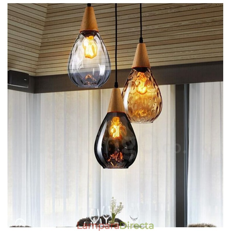 Lámpara colgante de cristal contemporánea moderna de estilo nórdico de 1 luz