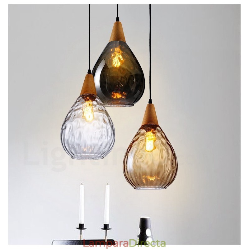 Lámpara colgante de cristal contemporánea moderna de estilo nórdico de 1 luz