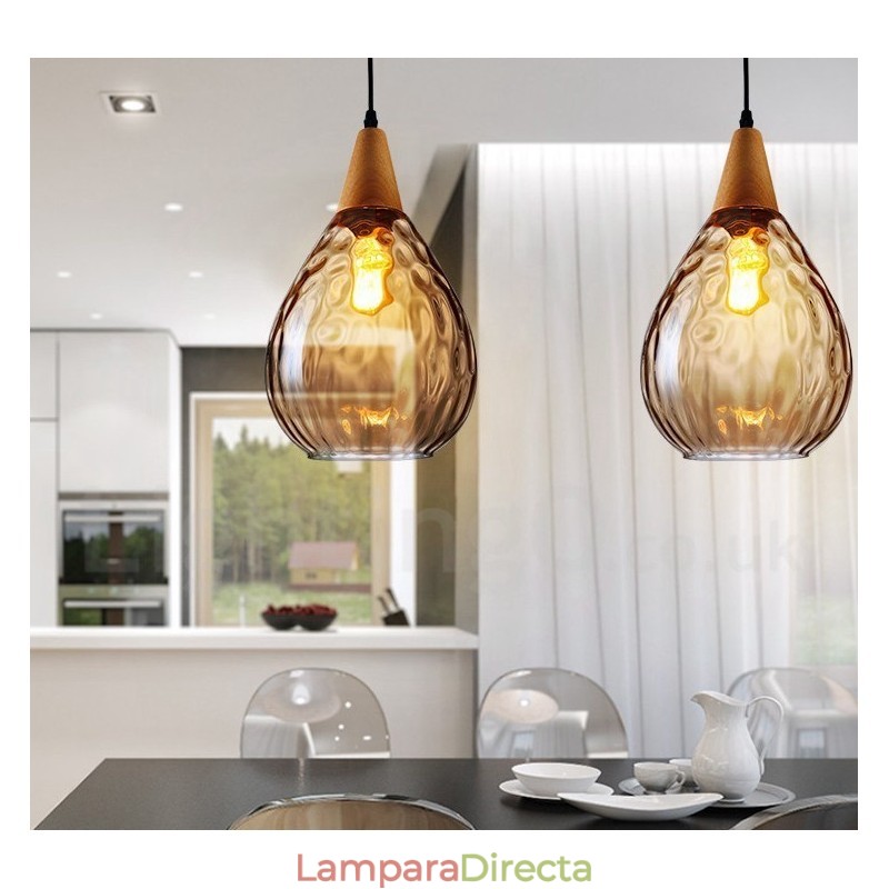 Lámpara colgante de cristal contemporánea moderna de estilo nórdico de 1 luz
