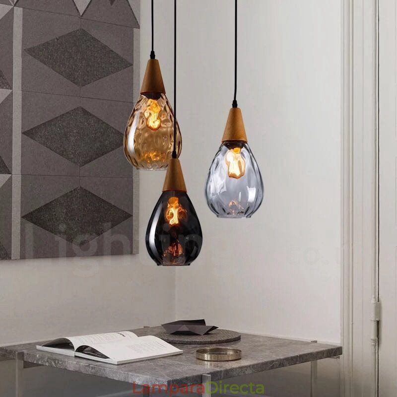 Lámpara colgante de cristal contemporánea moderna de estilo nórdico de 1 luz
