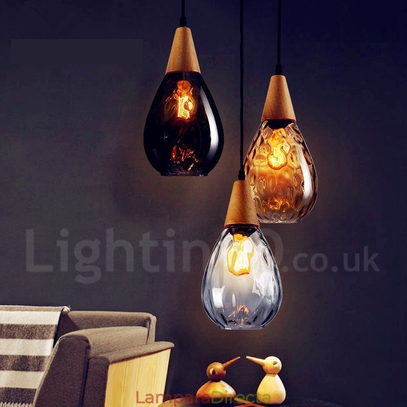 Lámpara colgante de cristal contemporánea moderna de estilo nórdico de 1 luz