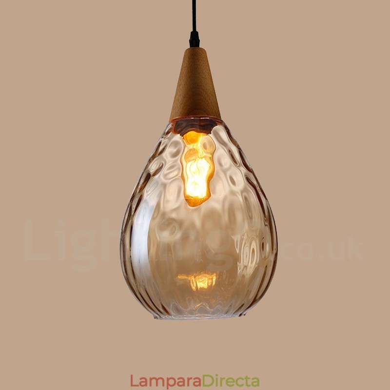 Lámpara colgante de cristal contemporánea moderna de estilo nórdico de 1 luz