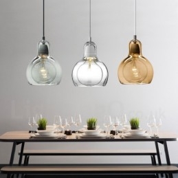 Lámpara colgante de cristal contemporánea moderna de estilo nórdico de 1 luz