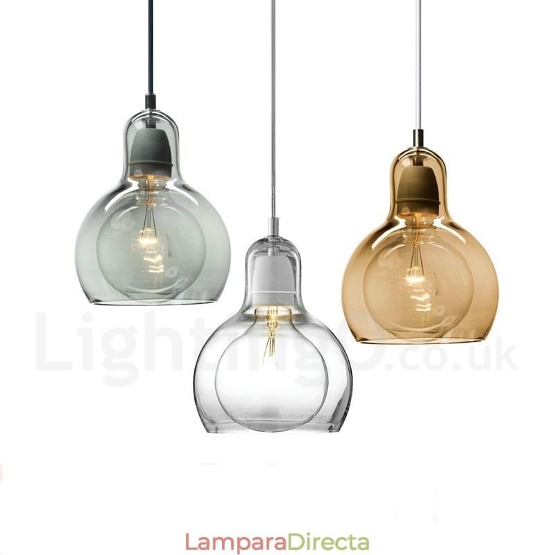 Lámpara colgante de cristal contemporánea moderna de estilo nórdico de 1 luz