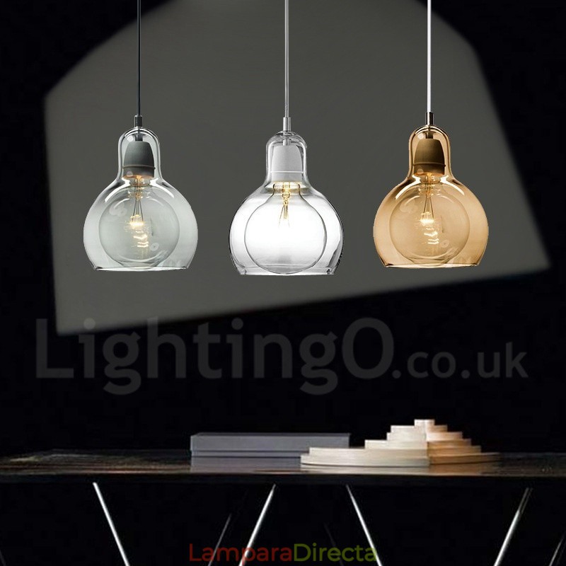 Lámpara colgante de cristal contemporánea moderna de estilo nórdico de 1 luz