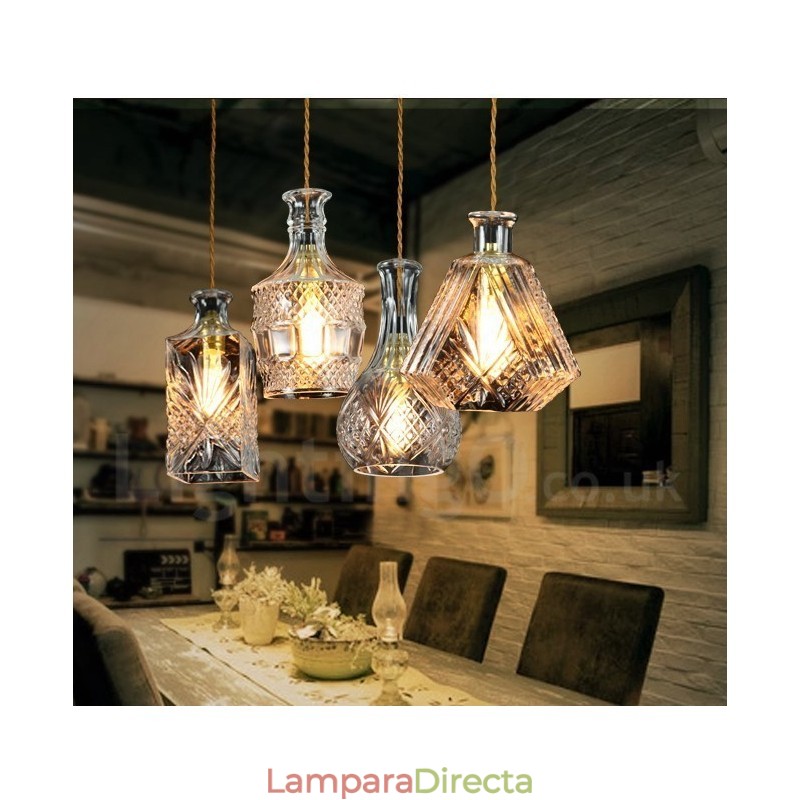 Lámpara colgante de cafetería de vidrio rústico Lodge de 1 luz