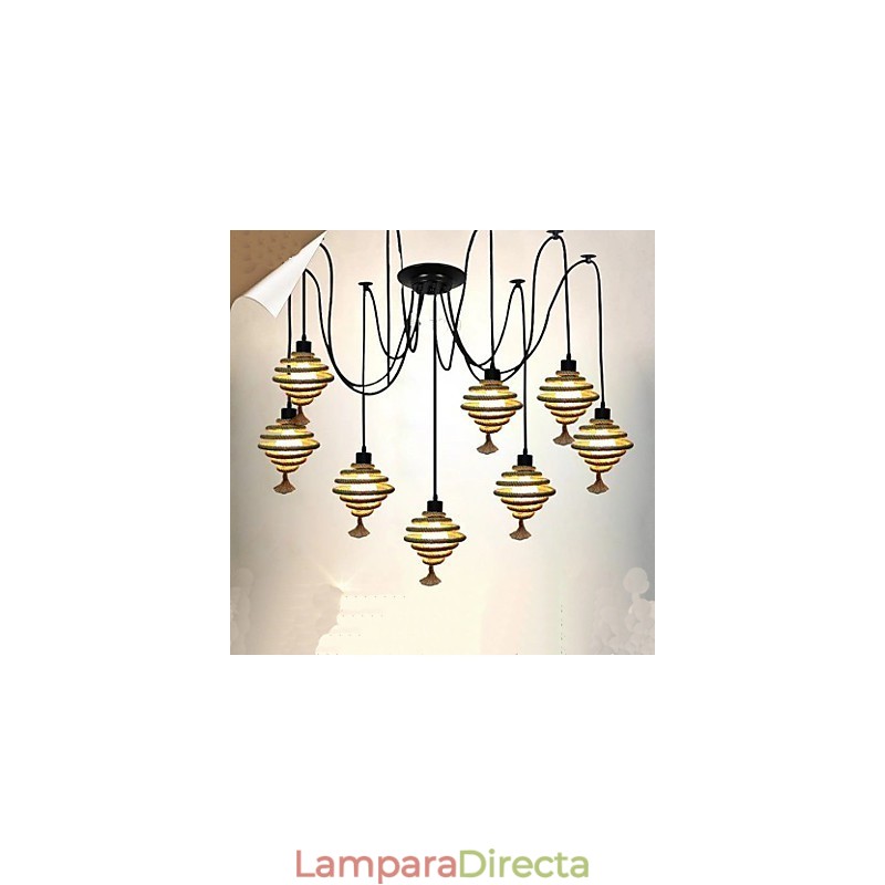 Lámpara de araña de nido de abeja retro de estilo nórdico Las doncellas celestiales esparcen flores.