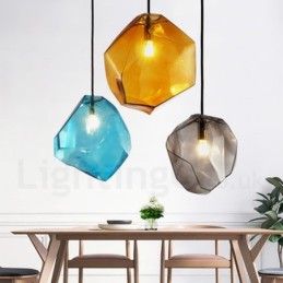 Lámpara colgante rústica tipo cabaña de 1 luz con pantalla de cristal