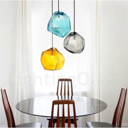 Lámpara colgante rústica tipo cabaña de 1 luz con pantalla de cristal