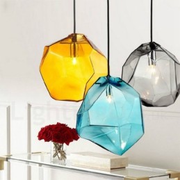 Lámpara colgante rústica tipo cabaña de 1 luz con pantalla de cristal