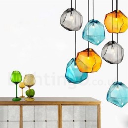 Lámpara colgante rústica tipo cabaña de 1 luz con pantalla de cristal