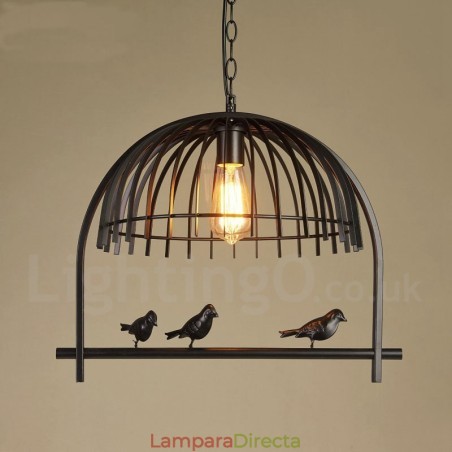 Lámpara colgante estilo jaula de pájaros estilo rústico retro de 1 luz con pantalla de acero Lámpara colgante estilo jaula de pájaros estilo rústico retro de 1 luz con pantalla de acero