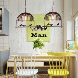 Lámpara colgante estilo jaula de pájaros estilo rústico retro de 1 luz con pantalla de acero