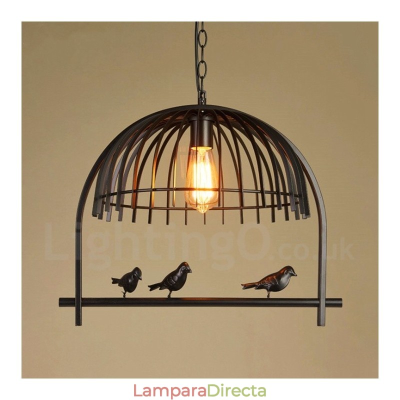 Lámpara colgante estilo jaula de pájaros estilo rústico retro de 1 luz con pantalla de acero
