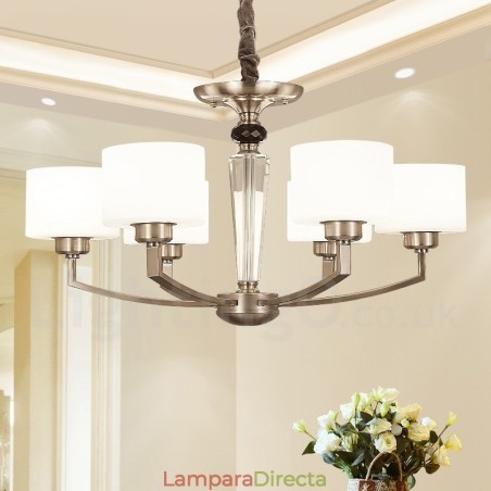 Lámpara de araña moderna contemporánea de 6 luces con pantalla de cristal Lámpara de araña moderna contemporánea de 6 luces con pantalla de cristal