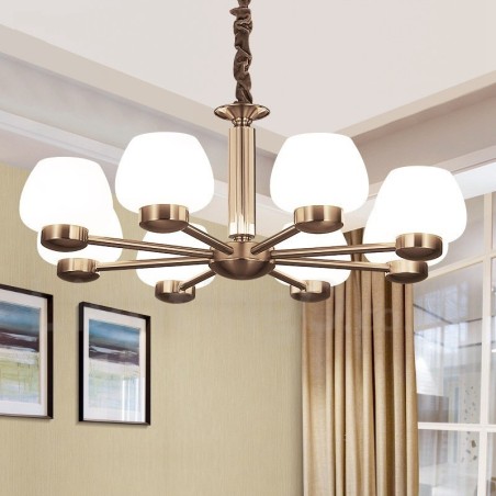 Lámpara de araña contemporánea moderna de 8 luces con pantalla de cristal Lámpara de araña contemporánea moderna de 8 luces con pantalla de cristal