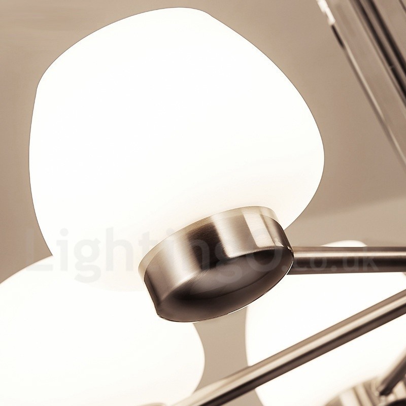 Lámpara de araña contemporánea moderna de 8 luces con pantalla de cristal