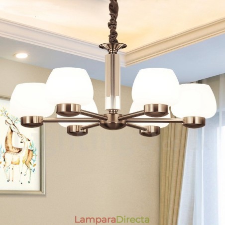 Lámpara de araña moderna contemporánea de 6 luces con pantalla de cristal Lámpara de araña moderna contemporánea de 6 luces con pantalla de cristal