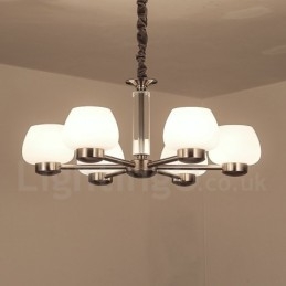 Lámpara de araña moderna contemporánea de 6 luces con pantalla de cristal
