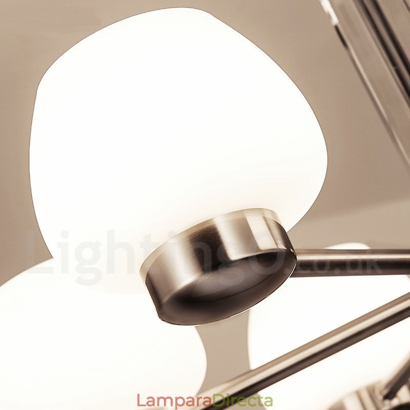 Lámpara de araña moderna contemporánea de 6 luces con pantalla de cristal