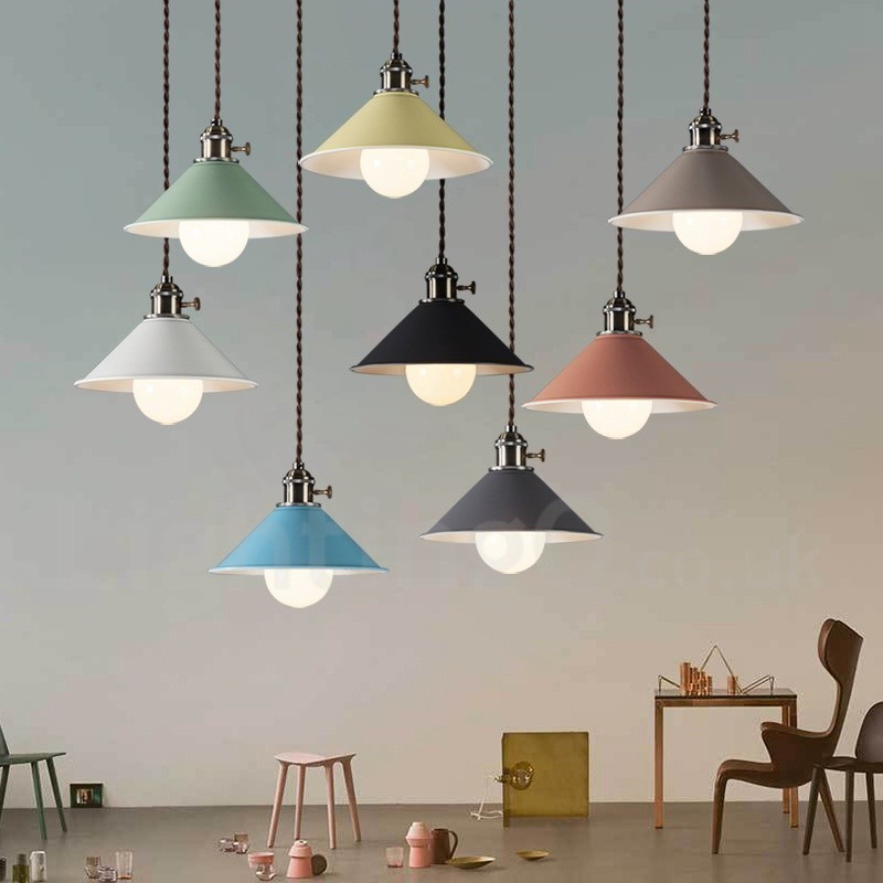 Lámpara colgante moderna contemporánea de acero de 1 luz con pantalla de acero