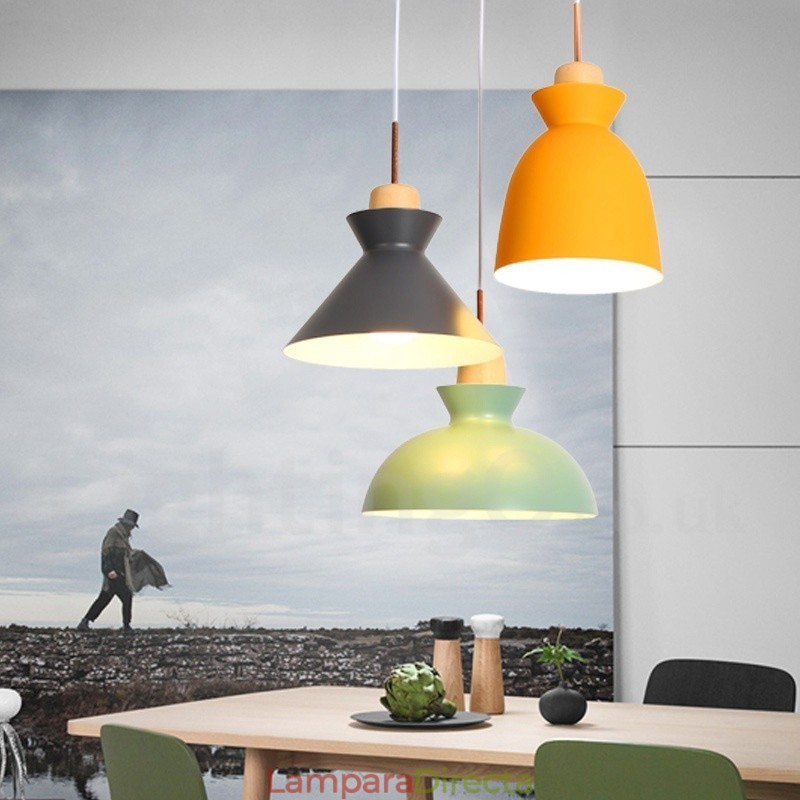 Lámpara colgante moderna contemporánea de acero de 1 luz con pantalla de aleación de aluminio