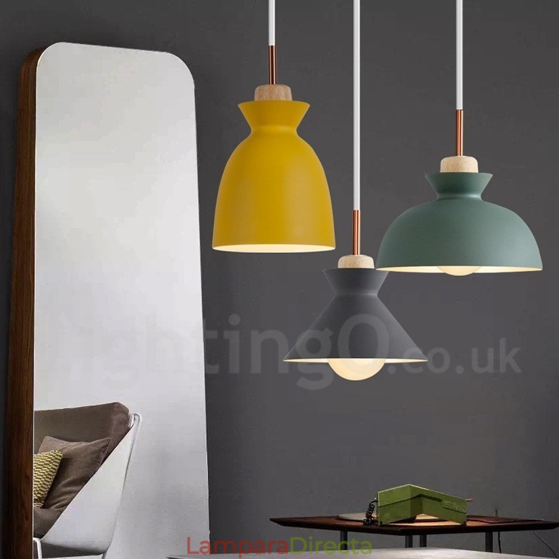 Lámpara colgante moderna contemporánea de acero de 1 luz con pantalla de aleación de aluminio