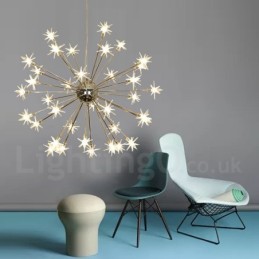 Lámpara colgante moderna contemporánea de acero de 32 luces con pantalla de vidrio