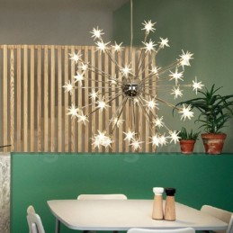 Lámpara colgante moderna contemporánea de acero de 32 luces con pantalla de vidrio