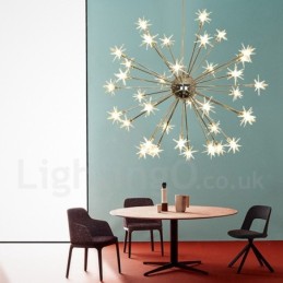 Lámpara colgante moderna contemporánea de acero de 32 luces con pantalla de vidrio