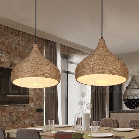 Lámpara colgante de cuerda de cáñamo rústica retro de 1 luz con pantalla de cuerda de cáñamo Lámpara colgante de cuerda de cáñamo rústica retro de 1 luz con pantalla de cuerda de cáñamo