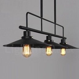 Lámpara colgante de acero rústico retro de 3 luces con pantalla de acero