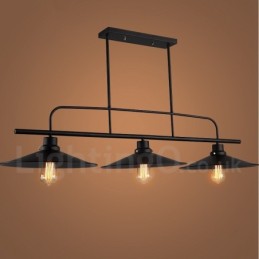 Lámpara colgante de acero rústico retro de 3 luces con pantalla de acero